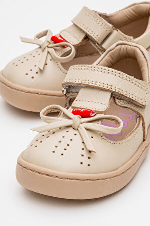 mnpc Kız Çocuk Bej Hakiki Deri Günlük Babet