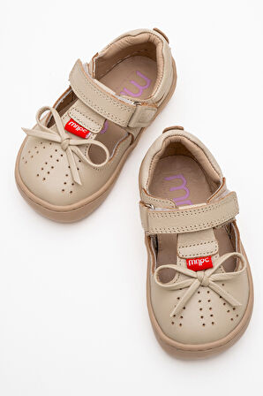 mnpc Kız Çocuk Bej Hakiki Deri Günlük Babet