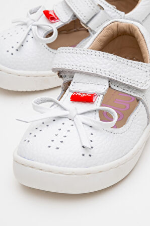 mnpc Kız Çocuk Beyaz Hakiki Deri Günlük Babet