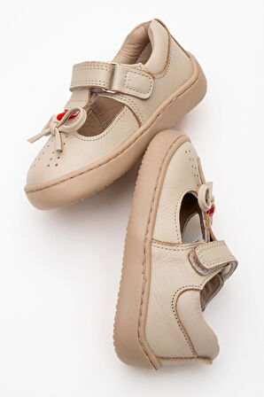 mnpc Kız Çocuk Bej Hakiki Deri Günlük Babet