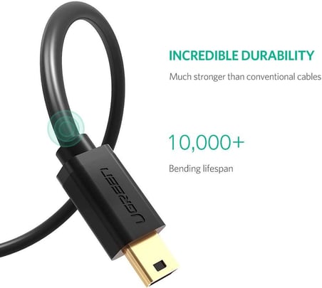 2.0 A USB-A & Mini-USB, Şarj ve Data Kablosu, 1.5 Metre, Siyah