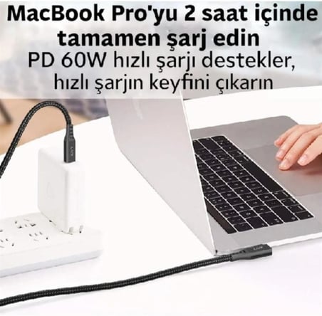 Long Type C To Type C 5 Metre 60w Hızlı Şarj Veri Aktarımı 90° Oyuncu Şarj Kablosu Oyn-05