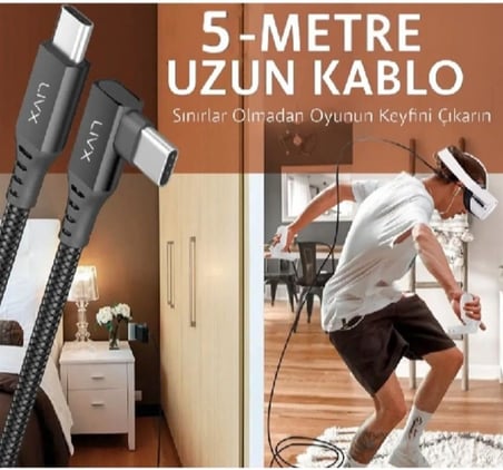 Long Type C To Type C 5 Metre 60w Hızlı Şarj Veri Aktarımı 90° Oyuncu Şarj Kablosu Oyn-05