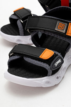 mnpc Erkek Çocuk Siyah Işıklı Anatomik Hafif Günlük Sandalet