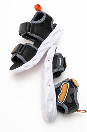 mnpc Erkek Çocuk Siyah Işıklı Anatomik Hafif Günlük Sandalet