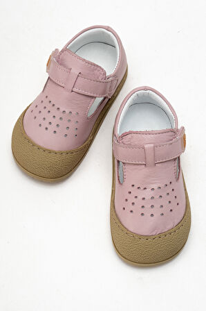 mnpc Unisex Çocuk Pudra Hakiki Deri Günlük İlk Adım Ayakkabı