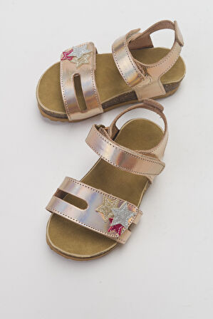 mnpc Kız Çocuk Pudra Hakiki Deri Günlük Çocuk Sandalet