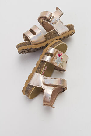 mnpc Kız Çocuk Pudra Hakiki Deri Günlük Çocuk Sandalet