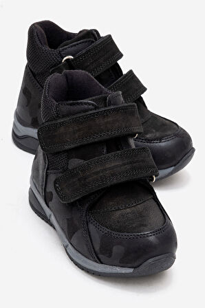 mnpc Erkek Çocuk Siyah Hakiki Deri Suya Dayanıklı Anatomik İlk Adım Bot