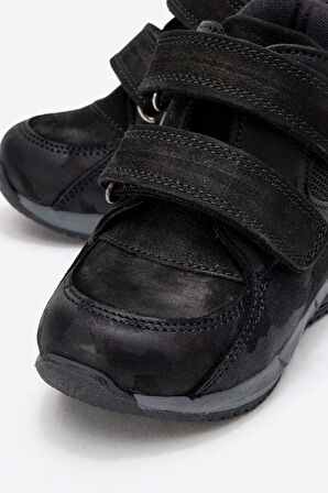 mnpc Erkek Çocuk Siyah Hakiki Deri Suya Dayanıklı Anatomik İlk Adım Bot