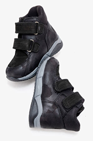 mnpc Erkek Çocuk Siyah Hakiki Deri Suya Dayanıklı Anatomik İlk Adım Bot