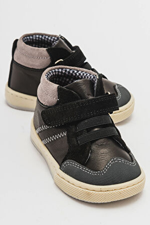 mnpc Erkek Çocuk Siyah Hakiki Deri Suya Dayanıklı Anatomik İlk Adım Bot