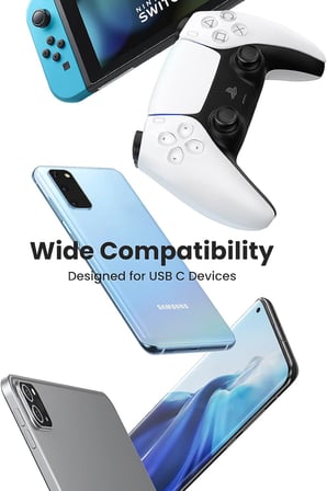 2.0 A USB-A & USB-C Örgülü Şarj ve Data Kablosu, 50 Santimetre, Siyah, 60125