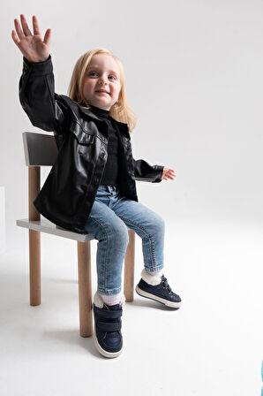 mnpc Kız Çocuk Lacivert Hakiki Deri Suya Dayanıklı Anatomik Günlük Bot