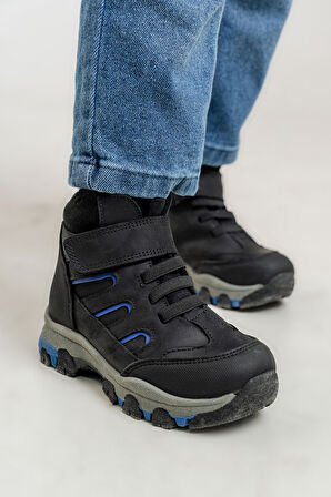 mnpc Erkek Çocuk Siyah Hakiki Deri Suya Dayanıklı Anatomik Günlük Bot