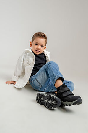 mnpc Erkek Çocuk Siyah Hakiki Deri Suya Dayanıklı Anatomik Günlük Bot