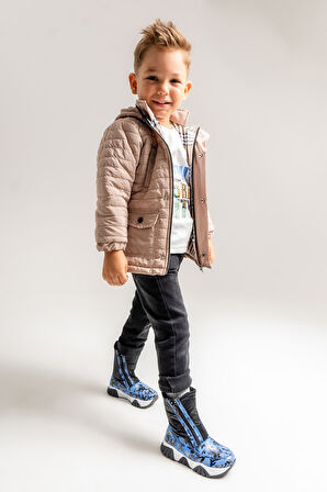 mnpc Erkek Çocuk Saks Mavi Hakiki Deri Suya Dayanıklı Kürklü Günlük Bot