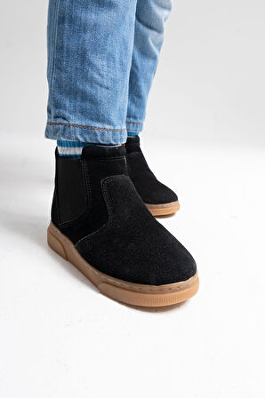 mnpc Erkek Çocuk Siyah Hakiki Deri Suya Dayanıklı Anatomik Günlük Bot