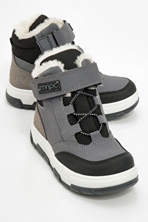 mnpc Erkek Çocuk Gri Suni Deri Suya Dayanıklı Anatomik Günlük Bot