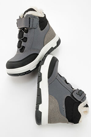 mnpc Erkek Çocuk Gri Suni Deri Suya Dayanıklı Anatomik Günlük Bot