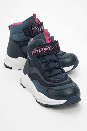 mnpc Kız Çocuk Lacivert Suni Deri Suya Dayanıklı Anatomik Günlük Bot