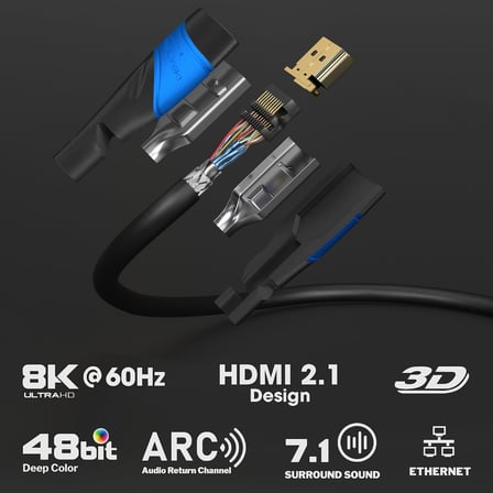 HDMI Kablosu 8K & 4K – 3,1m – Alman Flexcore teknolojisi
