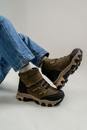 mnpc Erkek Çocuk Haki Hakiki Deri Anatomik Günlük Bot