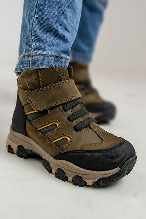 mnpc Erkek Çocuk Haki Hakiki Deri Anatomik Günlük Bot