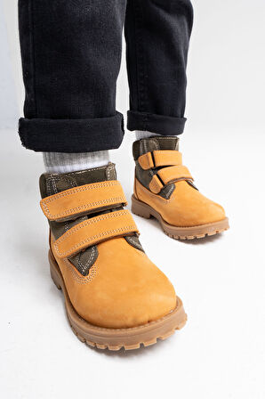 mnpc Erkek Çocuk Sarı Hakiki Deri Suya Dayanıklı Anatomik Günlük Bot