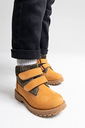 mnpc Erkek Çocuk Sarı Hakiki Deri Suya Dayanıklı Anatomik Günlük Bot