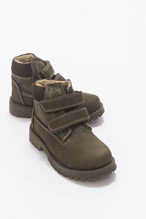 mnpc Erkek Çocuk Haki Hakiki Deri Suya Dayanıklı Anatomik Günlük Bot