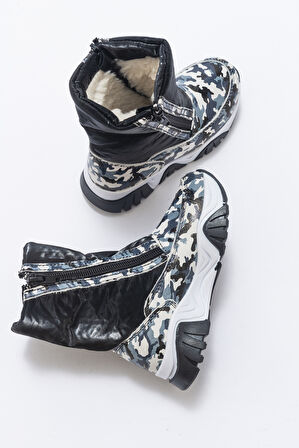 mnpc Erkek Çocuk Siyah Hakiki Deri Suya Dayanıklı Anatomik Günlük Bot