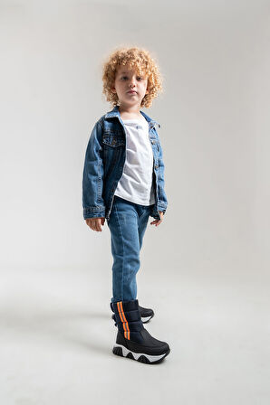 mnpc Erkek Çocuk Lacivert Suni Deri Suya Dayanıklı Kürklü  Kar Botu