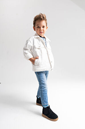 mnpc Erkek Çocuk Siyah Hakiki Deri Suya Dayanıklı Günlük Bot