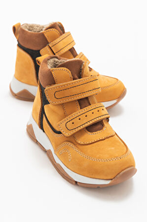 mnpc Erkek Çocuk Sarı Hakiki Deri Suya Dayanıklı Anatomik Günlük Bot