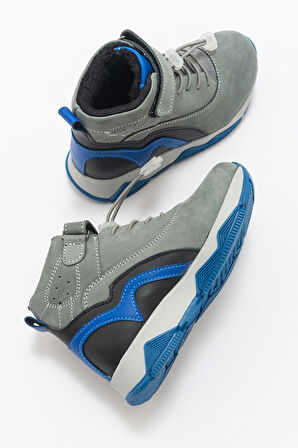 mnpc Erkek Çocuk Gri Hakiki Deri Suya Dayanıklı Anatomik Günlük Bot