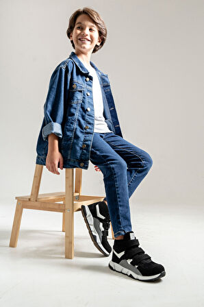 mnpc Erkek Çocuk Siyah Hakiki Deri Suya Dayanıklı Anatomik Günlük Bot