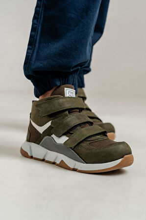 mnpc Erkek Çocuk Haki Hakiki Deri Suya Dayanıklı Anatomik Günlük Bot