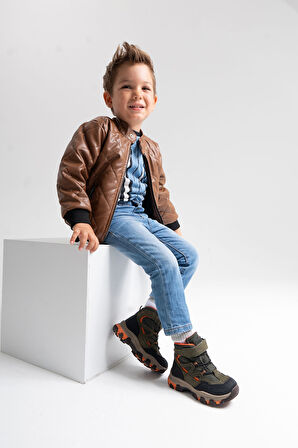 mnpc Erkek Çocuk Haki Hakiki Deri Anatomik Günlük Bot