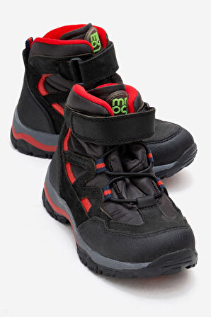 mnpc Erkek Çocuk Siyah-Kırmızı Hakiki Deri Anatomik Günlük Bot