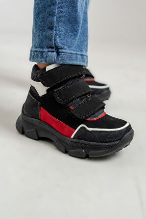 mnpc Erkek Çocuk Siyah Hakiki Deri Anatomik Günlük Bot