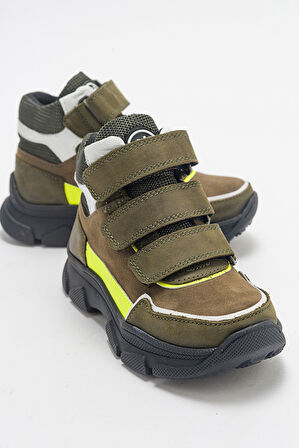 mnpc Erkek Çocuk Haki Hakiki Deri Anatomik Günlük Bot