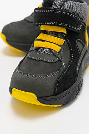 mnpc Erkek Çocuk Gri-Sarı Hakiki Deri Suya Dayanıklı Anatomik Günlük Bot