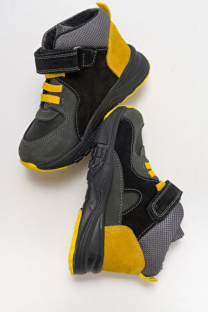 mnpc Erkek Çocuk Gri-Sarı Hakiki Deri Suya Dayanıklı Anatomik Günlük Bot