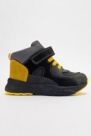 mnpc Erkek Çocuk Gri-Sarı Hakiki Deri Suya Dayanıklı Anatomik Günlük Bot