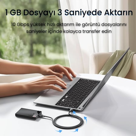 USB 3.0 to Type-C 60W 10Gbps Data ve Şarj Kablosu 50 CM