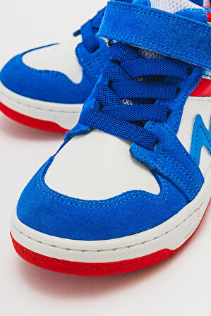 mnpc Unisex Çocuk Saks Mavi Baskı Hakiki Deri Anatomik Günlük Bot