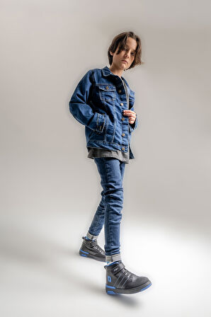 mnpc Erkek Çocuk Siyah Hakiki Deri Anatomik Günlük Bot