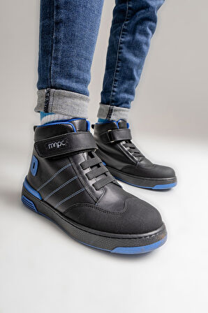 mnpc Erkek Çocuk Siyah Hakiki Deri Anatomik Günlük Bot