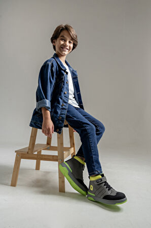 mnpc Erkek Çocuk Gri Hakiki Deri Anatomik Günlük Bot